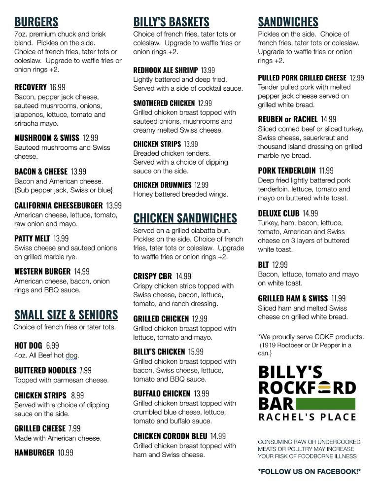 Billy's Rockford Bar BASKET OF FRIES or TOTS